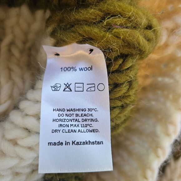 MIRSTORES Handknit Sweater Women's XS Oversized Chunky Cable Knit Fisherman Wool - Picture 8 of 9